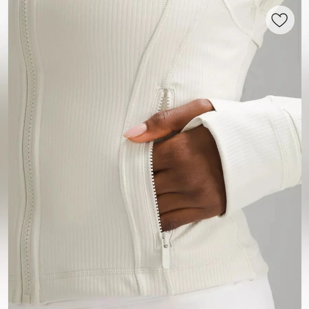 Lululemon Cropped Define Jacket zip up Ribbed Nulu Shine Off white 12 L - Picture 7 of 15